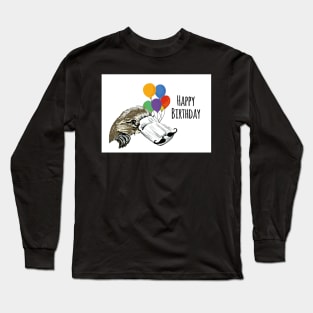 Happy Birthday Duck-Billed Platypus with Balloons Long Sleeve T-Shirt